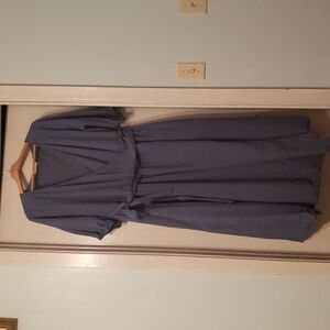 Little Cottonwood Astrid Wrap Dress 100% Linen Steel Slate Blue XXL Pockets EUC